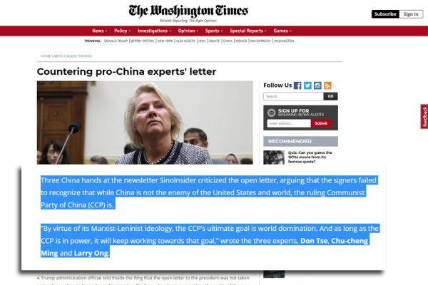 20190710 – Donald Trump’s China policy defended – Washington Times_ – www.washingtontimes.com 20190710 - Donald Trump's China policy defended - Washington Times_ - www.washingtontimes.com